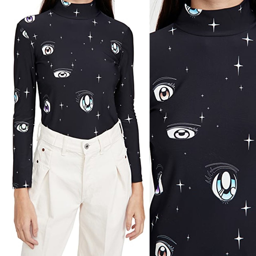 NWT Sandy Liang Secrets EYE print mock neck shirt - Picture 2 of 5